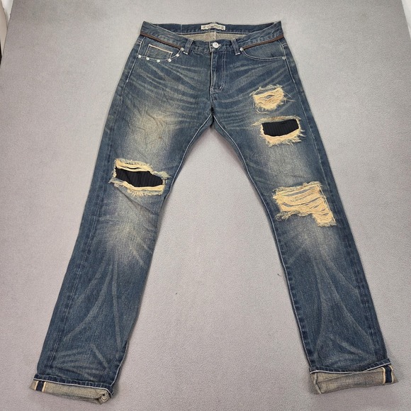 Taki Jeans Mens Hellguardian Destroyed Thrashed Patchwork Straight Fits 32x32
